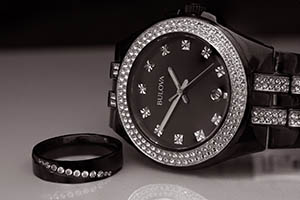 Bulova Swarovski Crystal Watch and Ring